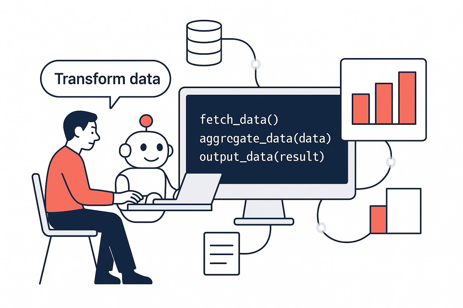 AI coding assistant helping transform data with code and visualizations